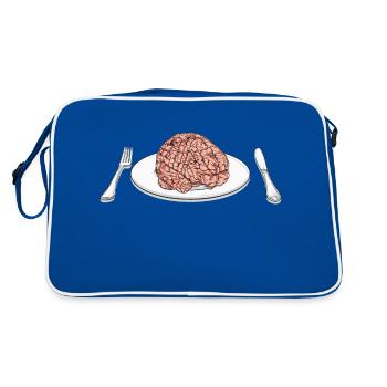 Hirn // Illustration - Retro Tasche - Blau/Weiß - Hinten