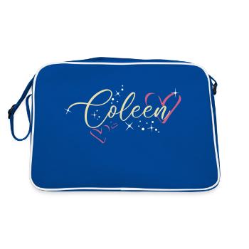 Coleen Nom Prénom Calligraphie Coeur - Sac Retro - bleu/blanc - Dos