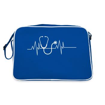 Stethoscope Heartbeat - Retro Bag - blue/white - Back