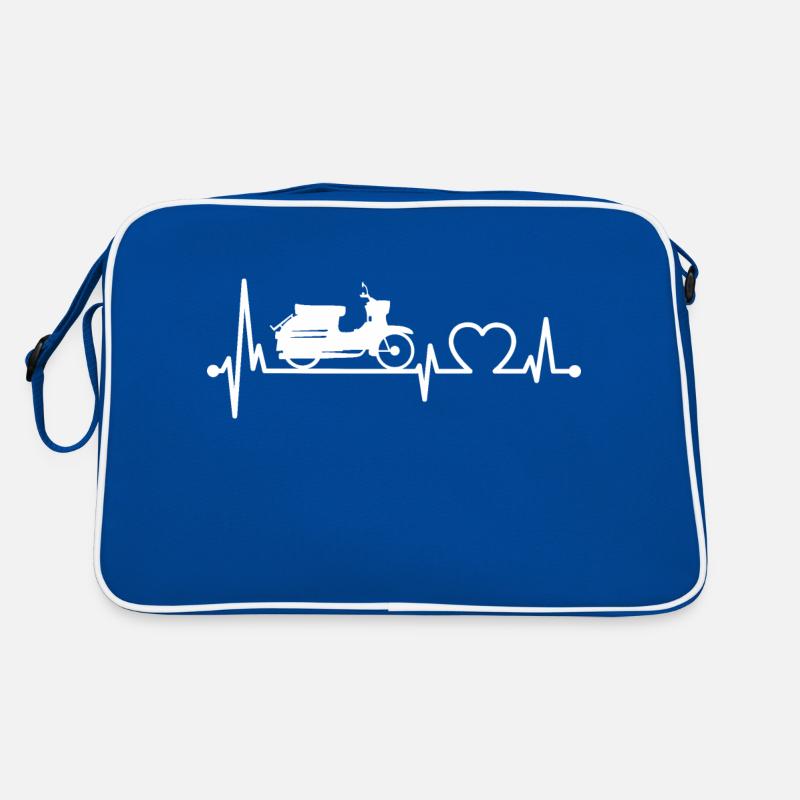Simson Schwalbe Herzschlag -weiss- - Retro Tasche - Blau/Weiß
