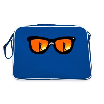 Sunglasses, Surfergirl, Sunset - klassisch - Retro Tasche - Blau/Weiß - Hinten