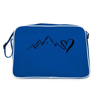 Coeur - Montagne - (3) - Sac Retro - bleu/blanc - Dos