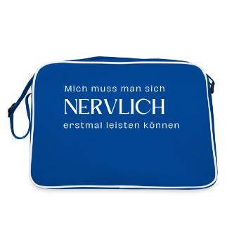 Mich muss man sich nervlich erstmal leisten können - Retro Tasche - Blau/Weiß - Hinten