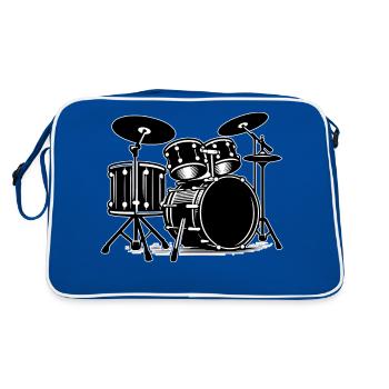 Schlagzeug Umriss - Retro Tasche - Blau/Weiß - Hinten