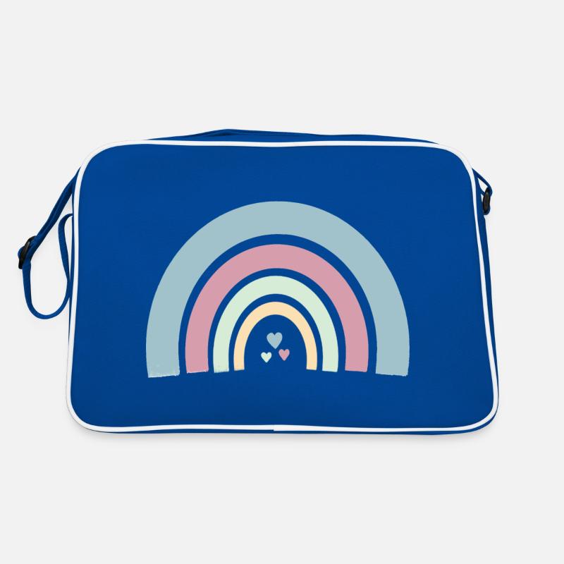 Regenbogen - Retro Tasche - Blau/Weiß