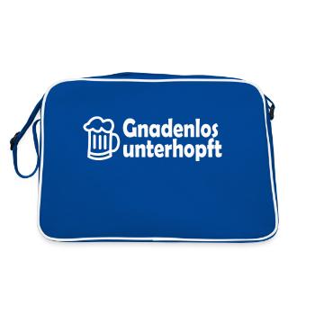 Gnadenlos unterhopft (Premium Shirt) - Retro Tasche - Blau/Weiß - Hinten