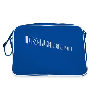 discipline over motivation Zitat - Retro Tasche - Blau/Weiß - Hinten