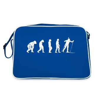 Skifahrer Evolution Skifahren Ski Wintersport - Retro Tasche - Blau/Weiß - Hinten