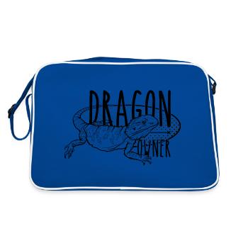 Bearded Dragon Besitzer Reptile Keeper T-Shirt - Retro Tasche - Blau/Weiß - Hinten