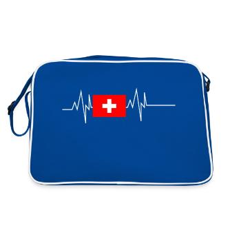 Switzerland Flag Heartbeat - Retro Bag - blue/white - Back