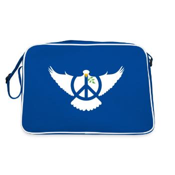 Dove of Peace Peace Sign - Retro Bag - blue/white - Back