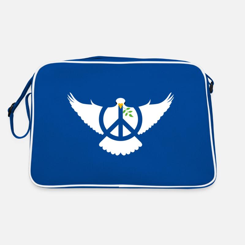 Friedenstaube Peacezeichen - Retro Tasche - Blau/Weiß