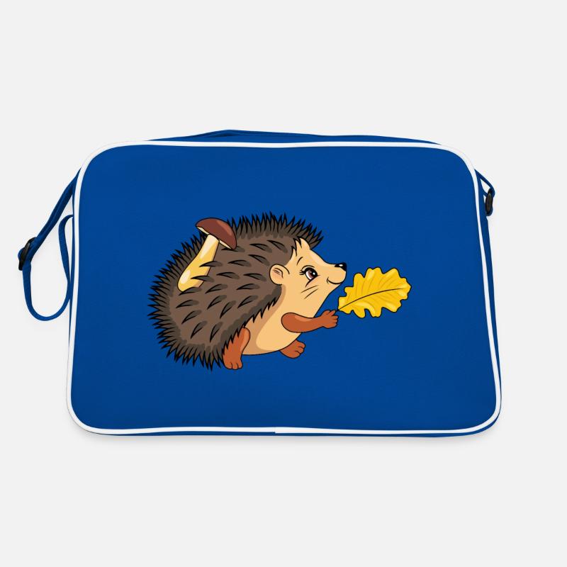 Glücklicher gehender Igel - Retro Tasche - Blau/Weiß