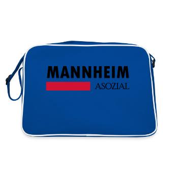 Mannheim Monnem Mannheimat - Retro Tasche - Blau/Weiß - Hinten