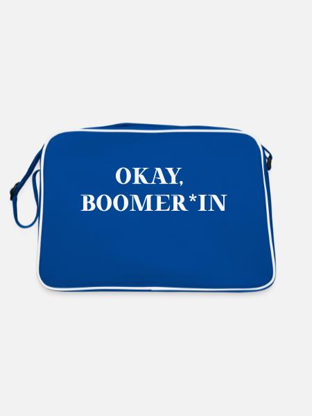 Okay Boomer*in - lustige Geschenkidee gendern - Retro Tasche - Blau/Weiß