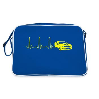 ECG HEART LINE SPORTS CAR yellow - Retro Bag - blue/white - Back