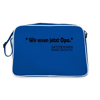 Fun Spaß Lustige - Retro Tasche - Blau/Weiß - Hinten