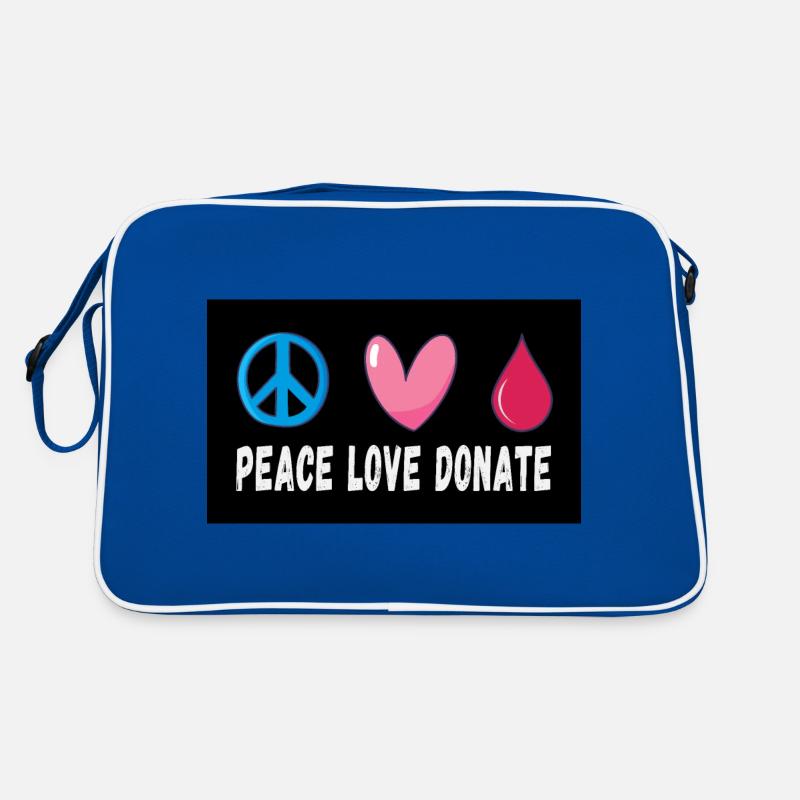 Friede Liebe Spende Blut - Retro Tasche - Blau/Weiß
