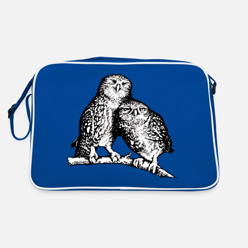 Steinkäuze - Retro Tasche - Blau/Weiß