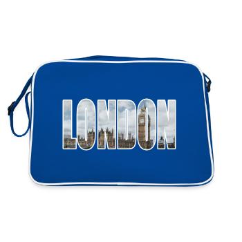 london - Retro Tasche - Blau/Weiß - Hinten