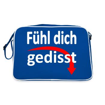 Fühl dich gedisst - Version 3 - Retro Tasche - Blau/Weiß - Hinten