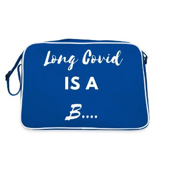 Long covid is a B.... Corona Virus Krank Lockdown - Retro Tasche - Blau/Weiß - Hinten