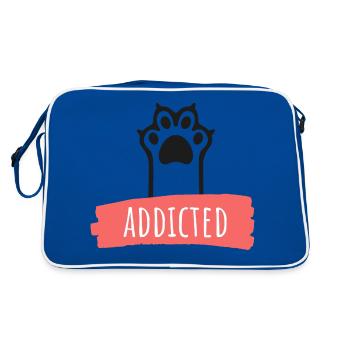 Addicted to Cats - süchtig nach Katzen - Retro Tasche - Blau/Weiß - Hinten