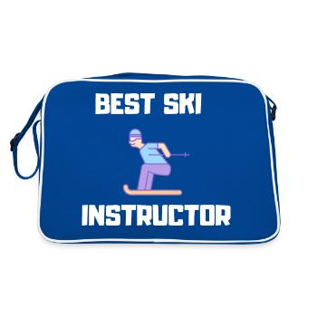 Bester Ski Lehrer Beste Ski Lehrerin - Retro Tasche - Blau/Weiß - Hinten