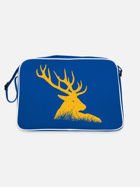 Hirsch - Retro Tasche - Blau/Weiß - Hinten