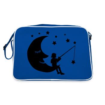 Child fishing stars - Retro Bag - blue/white - Back