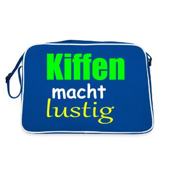 Kiffen macht lustig - Retro Tasche - Blau/Weiß - Hinten