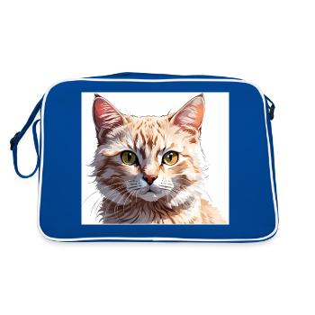 Cat Drawing - Retro Bag - blue/white - Back