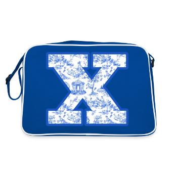 Letter x blue chinoiserie - Retro Bag - blue/white - Back