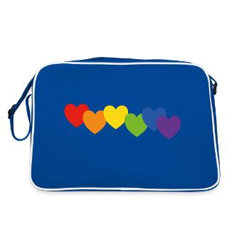 Coeurs couleurs arc-en-ciel - Sac Retro - bleu/blanc - Dos