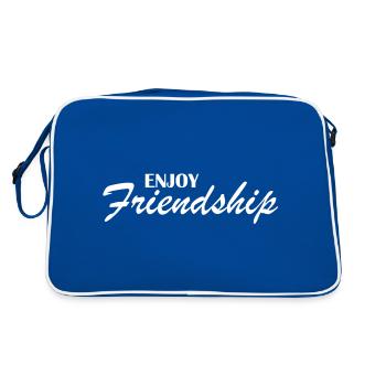 Enjoy Friendship - Genieße die Freundschaft - Retro Tasche - Blau/Weiß - Hinten
