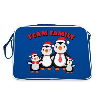 équipe famille pingouin famille conifère de Noël - Sac Retro - bleu/blanc - Dos