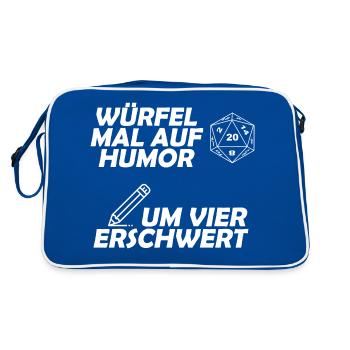Würfelprobe Humor erschwert Pen and Paper RPG - Retro Tasche - Blau/Weiß - Hinten