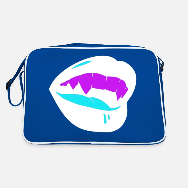 Mund - Retro Tasche - Blau/Weiß