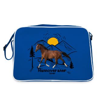 Hannoveraner Pferd - Retro Tasche - Blau/Weiß - Hinten