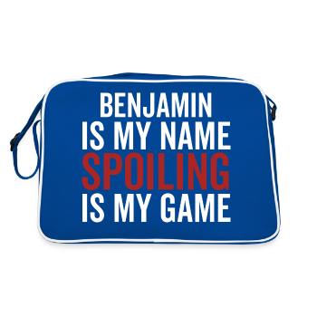 Benjamin is My Name Spoiling is My Game - Retro Bag - blue/white - Back