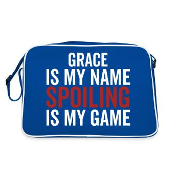 Grace is My Name Spoiling is My Game - Retro Tasche - Blau/Weiß - Hinten