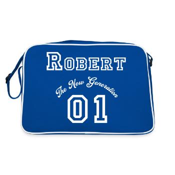 Prénom Robert - « La Nouvelle Génération », blanc - Sac Retro - bleu/blanc - Dos