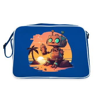 Un petit robot posant une question sur le sens de la vie - Sac Retro - bleu/blanc - Dos