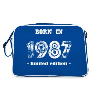 BORN IN 1987 - limited edition - Retro Tasche - Blau/Weiß - Hinten
