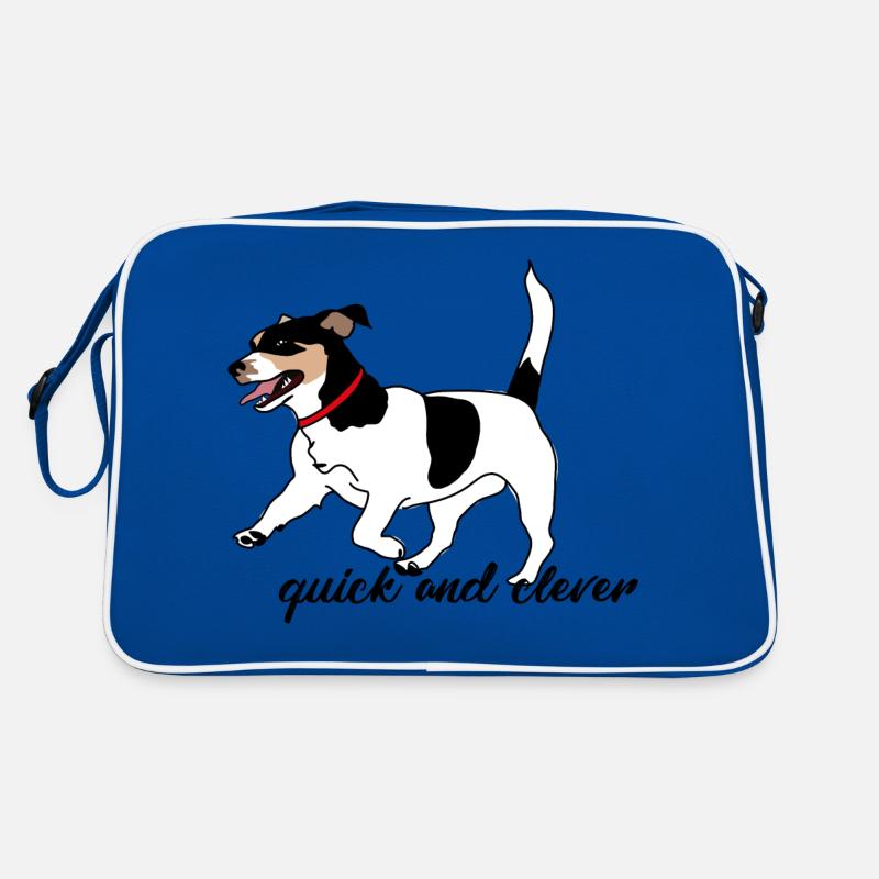 Hund - Retro Tasche - Blau/Weiß