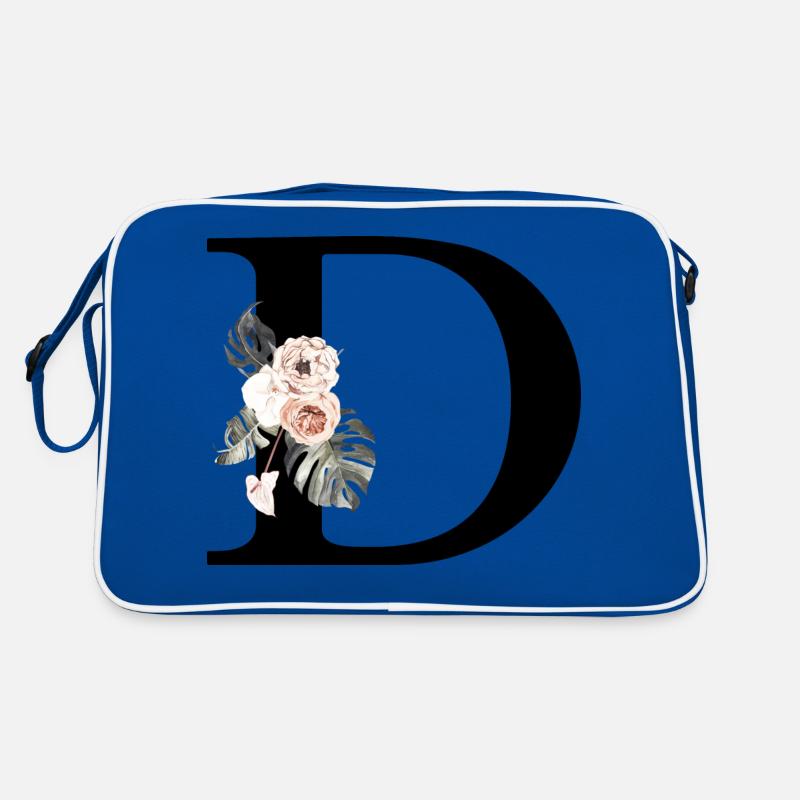 Tropischer Blumenbuchstabe D Retro Tasche