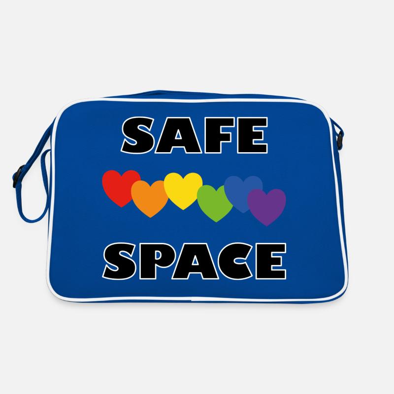 LGBTQ Safe Space Regenbogenherzen - Retro Tasche - Blau/Weiß