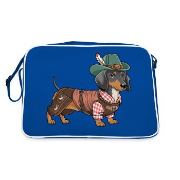 Teckel bavarois Chemise rouge blanche Costume traditionnel Bavière - Sac Retro - bleu/blanc - Dos
