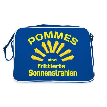 Pommes frittes Zitat - Retro Tasche - Blau/Weiß - Hinten