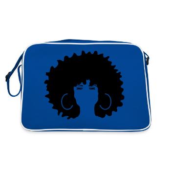 femme afro coiffure femme yeux noirs - Sac Retro - bleu/blanc - Dos
